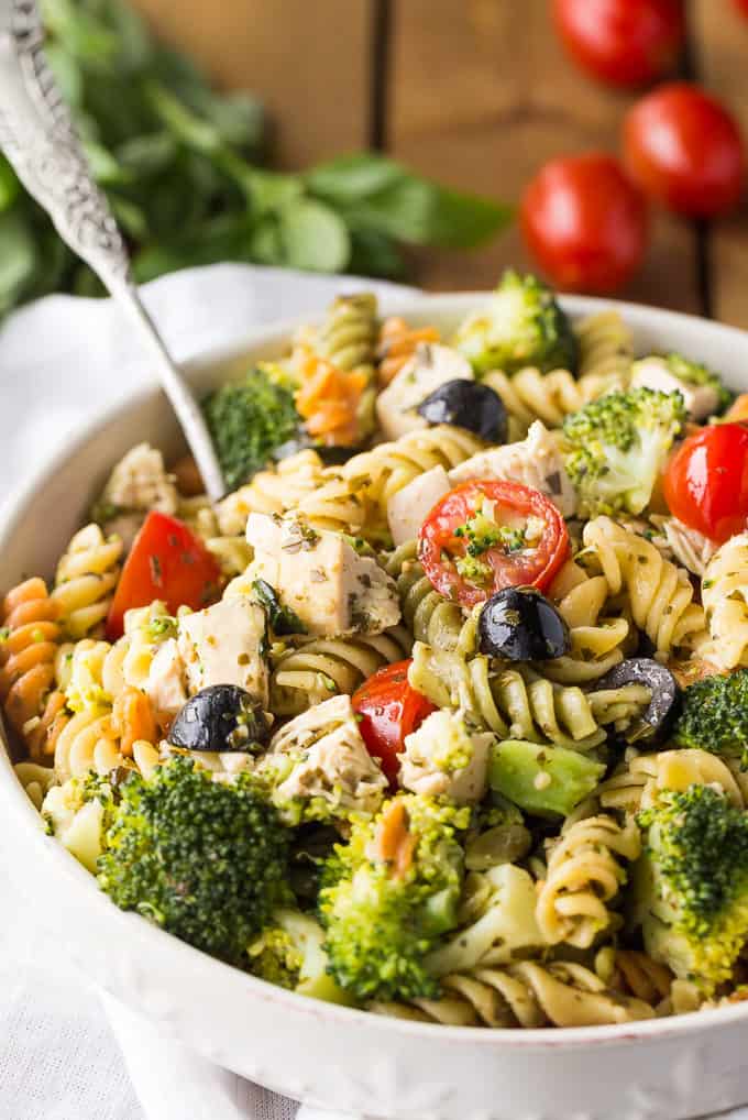 Pesto Chicken Pasta Salad - Simply Stacie