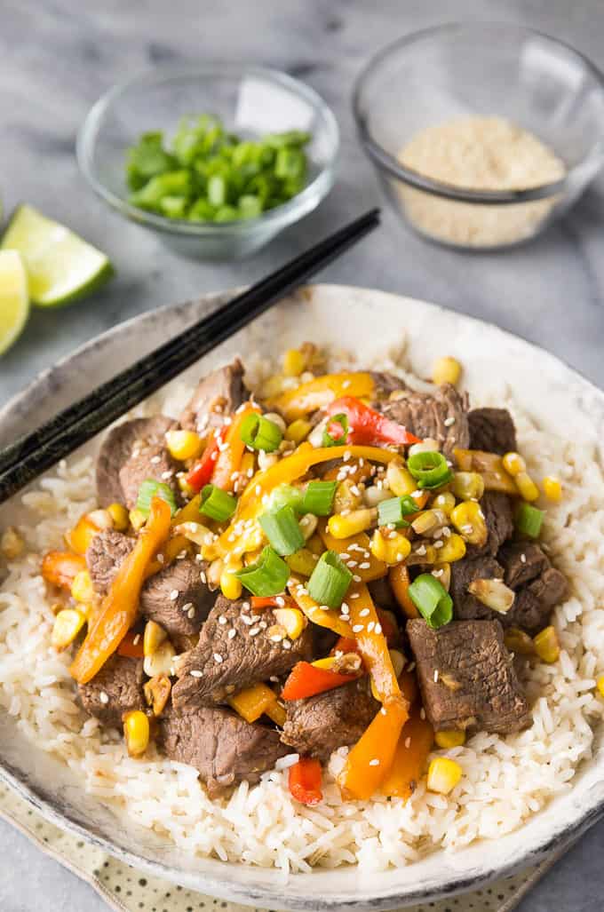 Steak Stir-Fry - Tender top sirloin steak and fresh veggies make this dish the perfect family meal!