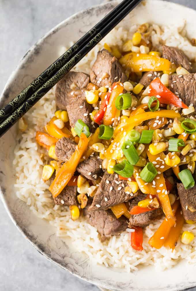 Steak Stir-Fry - Tender top sirloin steak and fresh veggies make this dish the perfect family meal!