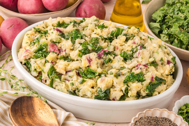 The recipe in a serving dish.