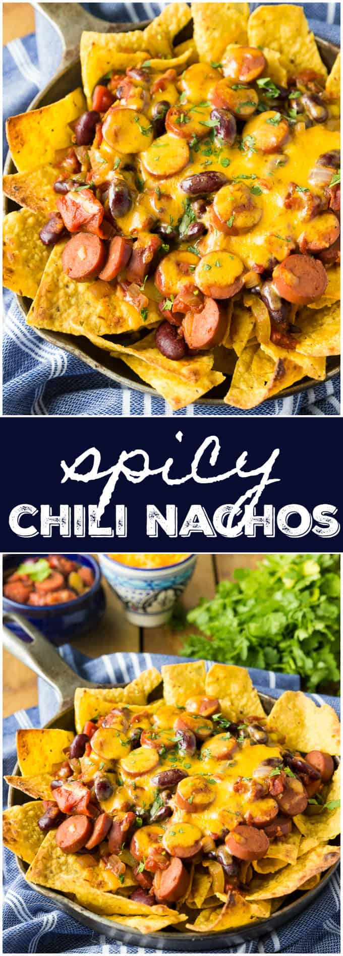 Spicy Chili Nachos - A little heat and a lot of flavor! Spice up your party with this mash-up appetizer of chili dogs and crunchy nachos.