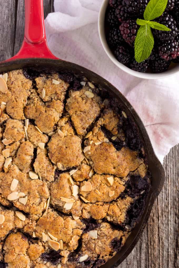 Blackberry Cobbler in a Cast-Iron Skillet - The closest you can get to the Old-Fashioned recipe while staying 100% healthy. 