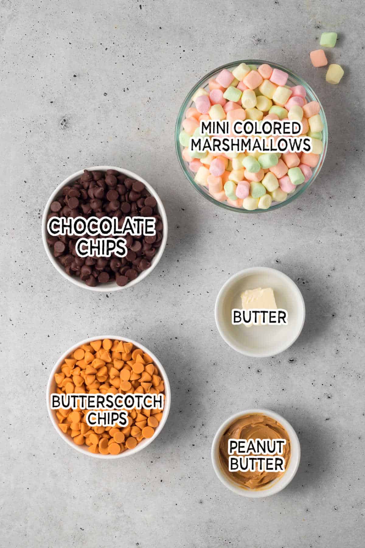 Ingredients to make chocolate confetti bars.