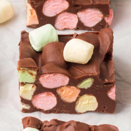Chocolate confetti bars on a plate.