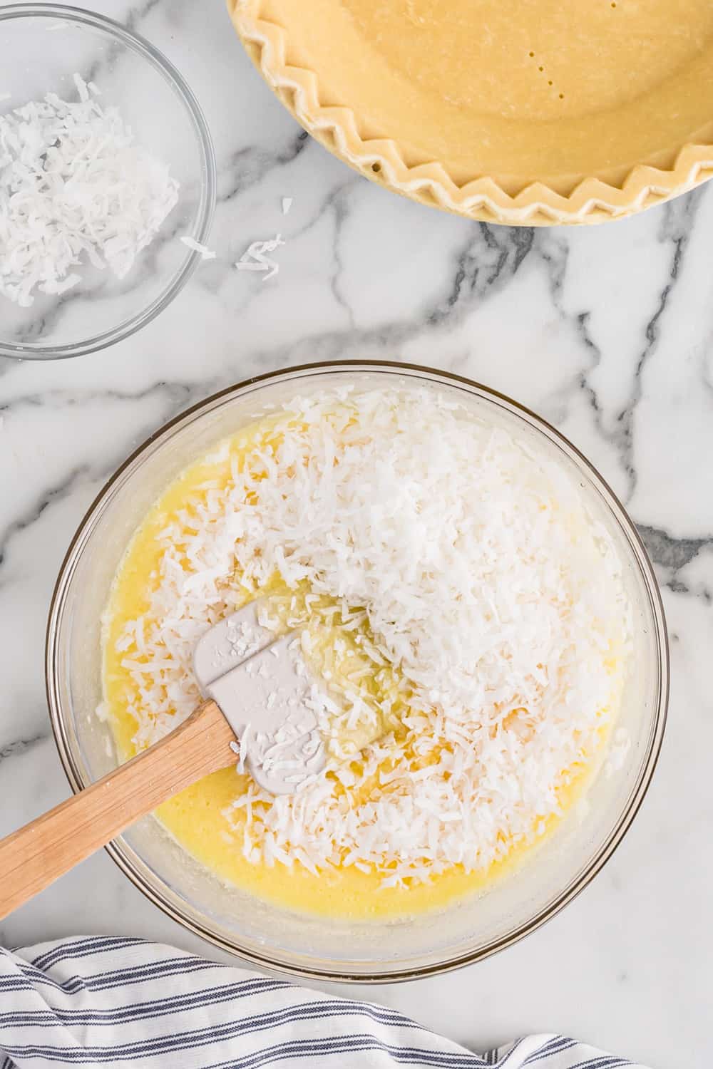 making coconut pie