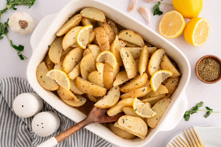 A pan of the recipe with a wooden spoon.