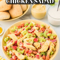 Mustard chicken salad pin image.