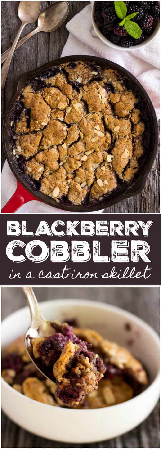 Blackberry Cobbler in a Cast-Iron Skillet - The closest you can get to the Old-Fashioned recipe while staying 100% healthy. 