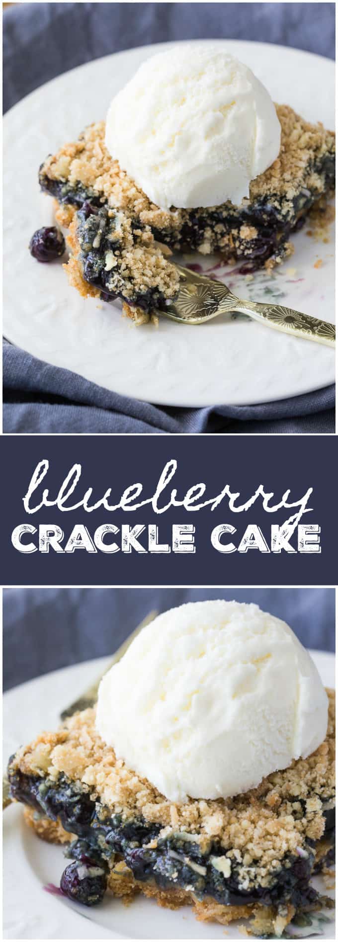 Blueberry Crackle Cake - Cake and crumble combine for this delicious and fruity old-fashioned dessert. Top with some vanilla ice cream!