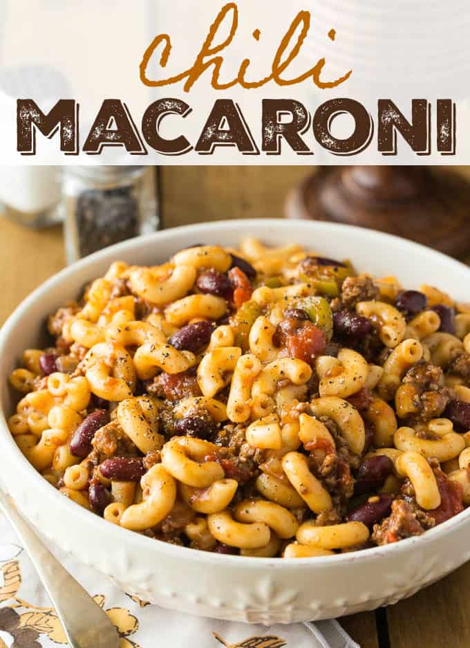 Chili Macaroni - Add some elbow noodles to your traditional chili! Your favorite comforting soup recipe is made even more filling with extra noodles in the beans, meat, and veggies.