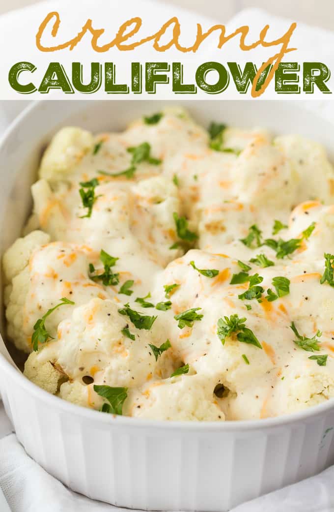 Creamy Cauliflower - Even the most picky eaters will love this roasted cauliflower smothered in a Dijon mustard and cheese sauce.