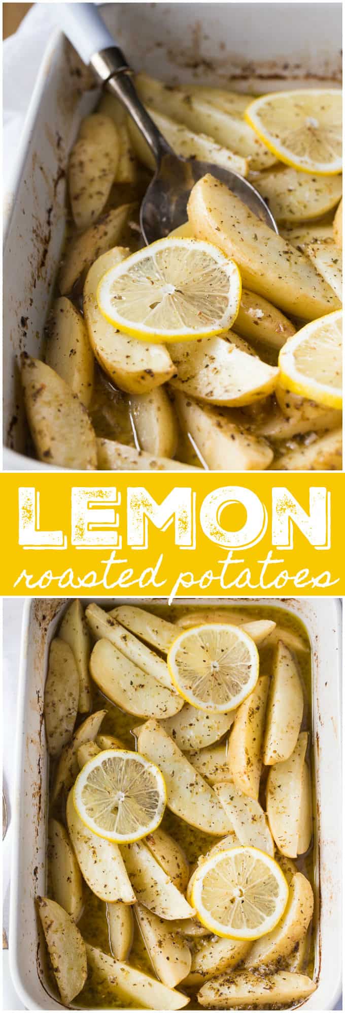 Lemon Roasted Potatoes - The most incredible potato recipe! This side dish is quick to prepare and comes out of the oven full of lemony deliciousness.