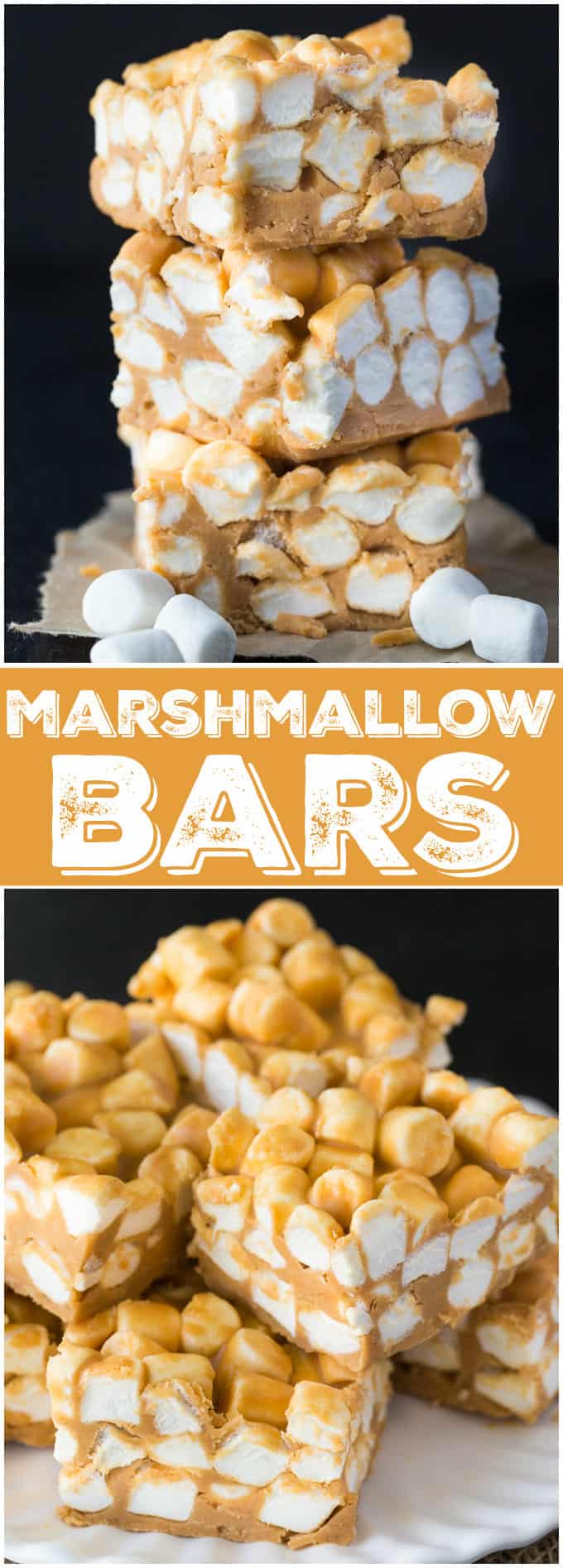 Marshmallow Bars - Delicious no-bake dessert! Peanut butter, marshmallows, and butterscotch are combined in these bars.