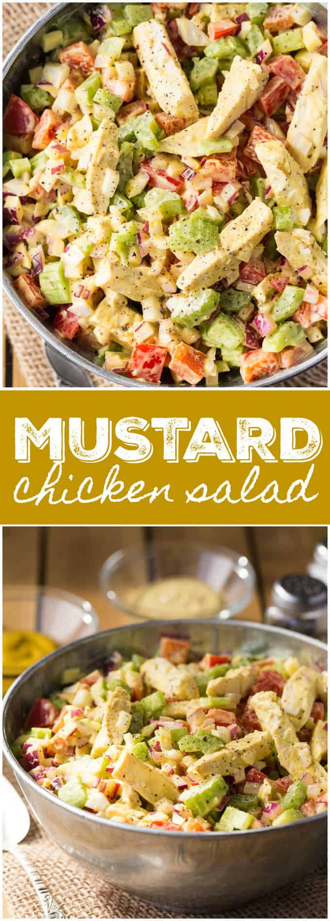 Mustard Chicken Salad Recipe - Packed full of yum! This small-batch chicken salad has yellow and Dijon mustard plus a little ranch dressing for the most flavorful lunch ever.