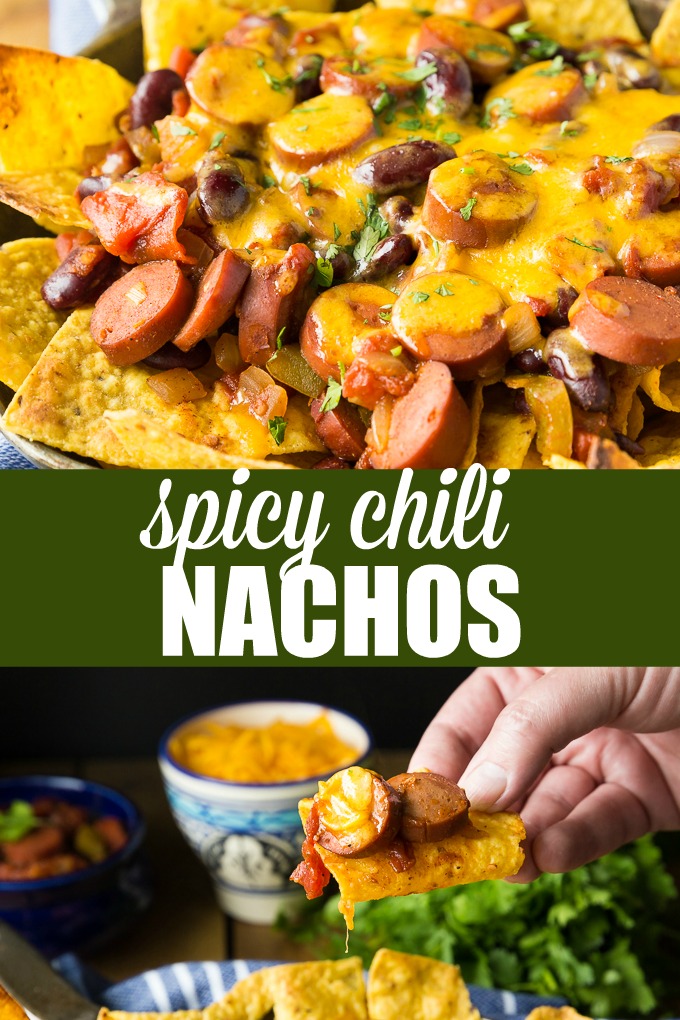 Spicy Chili Nachos - A little heat and a lot of flavor! Spice up your party with this mash-up appetizer of chili dogs and crunchy nachos.