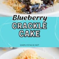 Blueberry crackle cake pin collage.