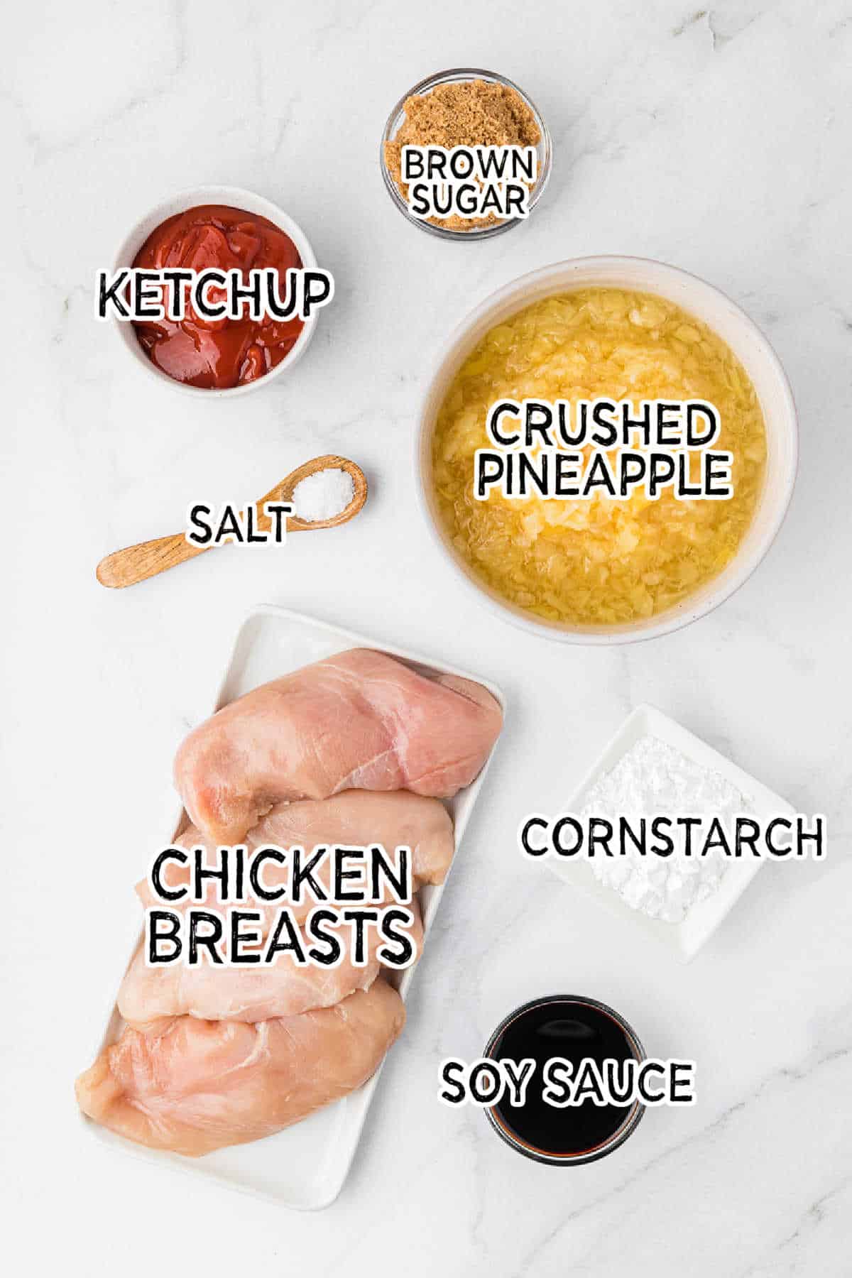 Ingredients to make Hawaiian chicken.