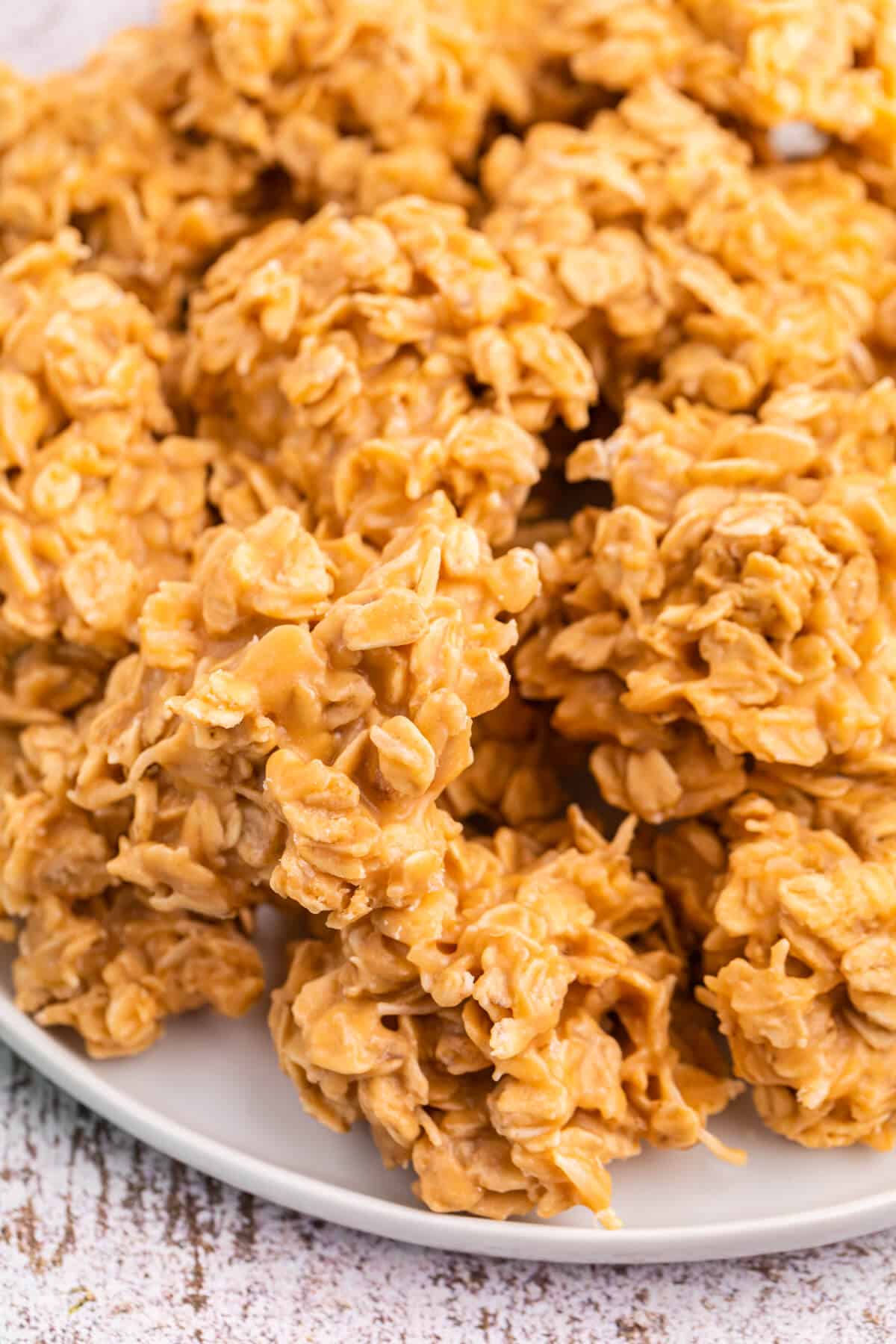 No-Bake butterscotch cookies on a plate.