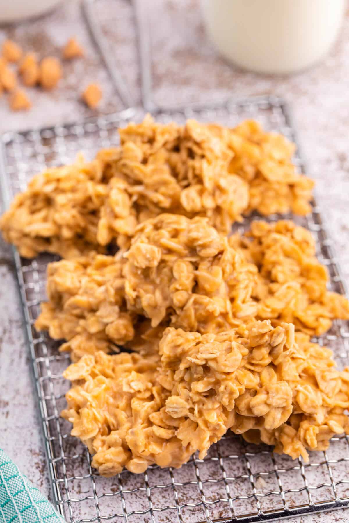 No-Bake Butterscotch Cookies on a wire rack.