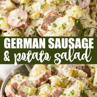 German Sausage & Potato Salad - You'll love how creamy this savoury/smoky salad is! It's the perfect summer side for your BBQs.