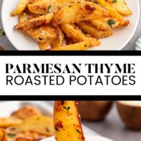 Parmesan thyme roasted potatoes collage pin.