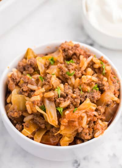 Cabbage Roll Casserole - Cabbage rolls are delicious....but so much work! This casserole has all the flavours you love from cabbage rolls with way less work!