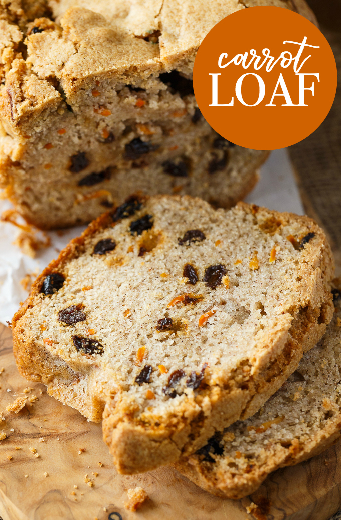Carrot Loaf - A deliciously spicy fall bread! Loaded with carrots, raisins and a hint of sweetness.