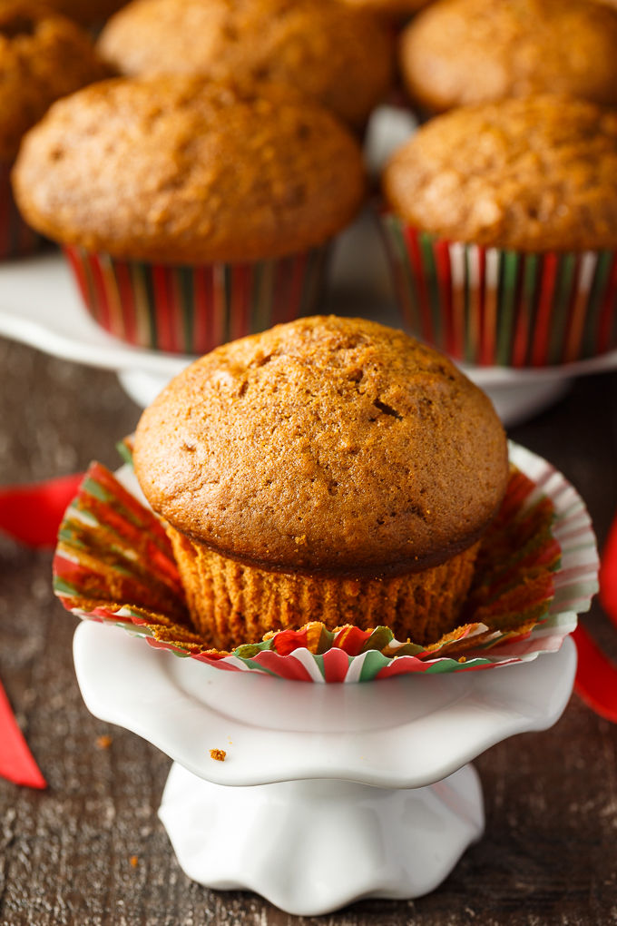 Gingerbread Muffins - Have a festive muffin for breakfast! These easy holiday muffins are sweet and spicy, perfect with coffee.