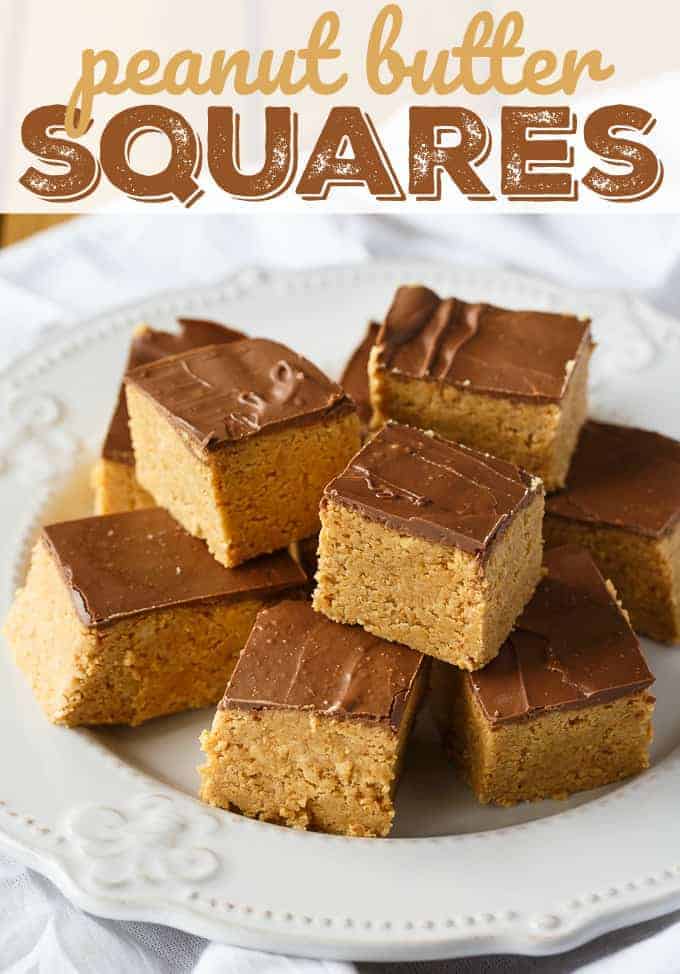 Peanut Butter Squares - A simple, no-bake dessert with an extra thick layer of sweet peanut butter followed by rich milk chocolate.