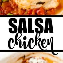 Salsa Chicken - Moist, tender and flavourful. This easy recipe makes a delicious weeknight meal for when you are short on time.