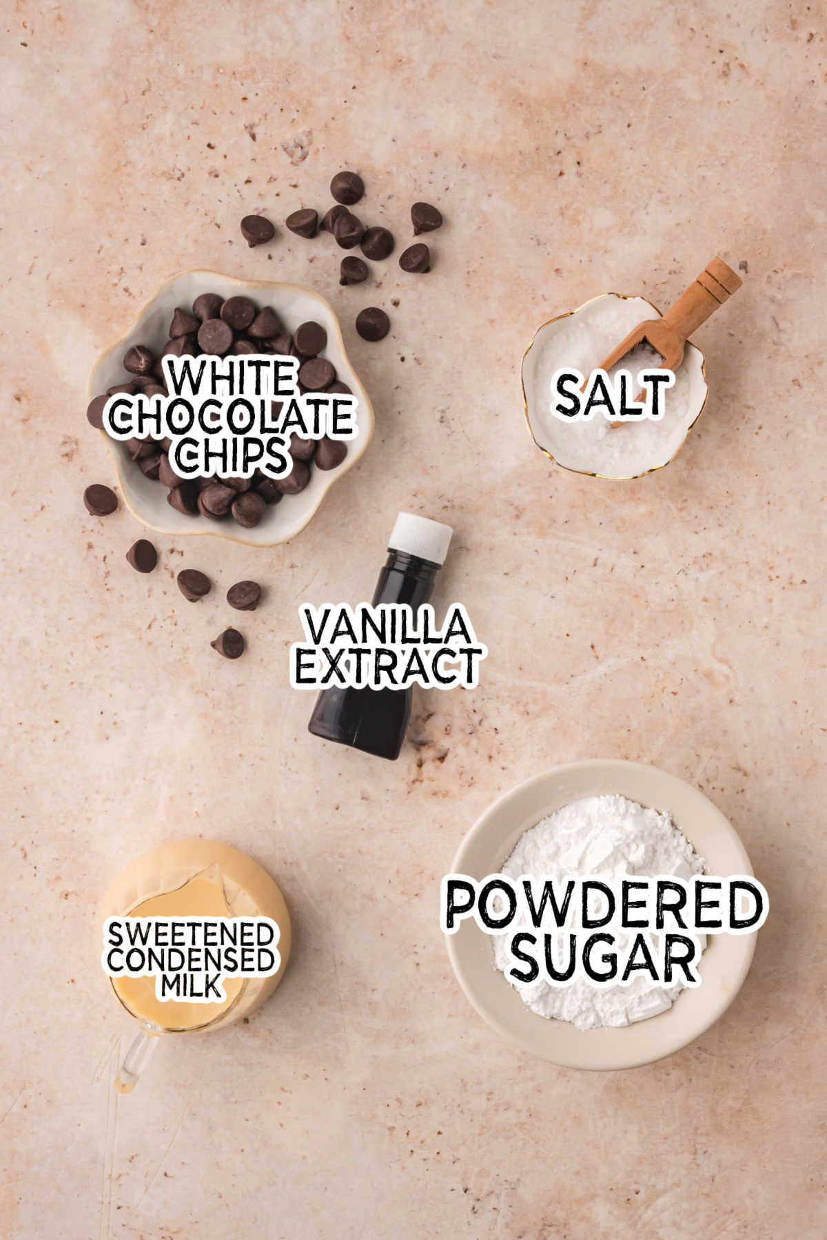 Ingredients on a brown surface.