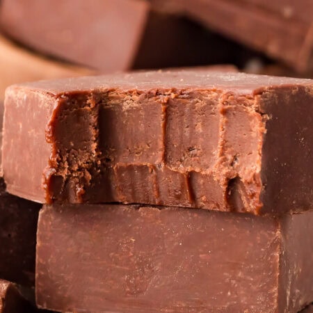 A square of the recipe with a bite out of it.