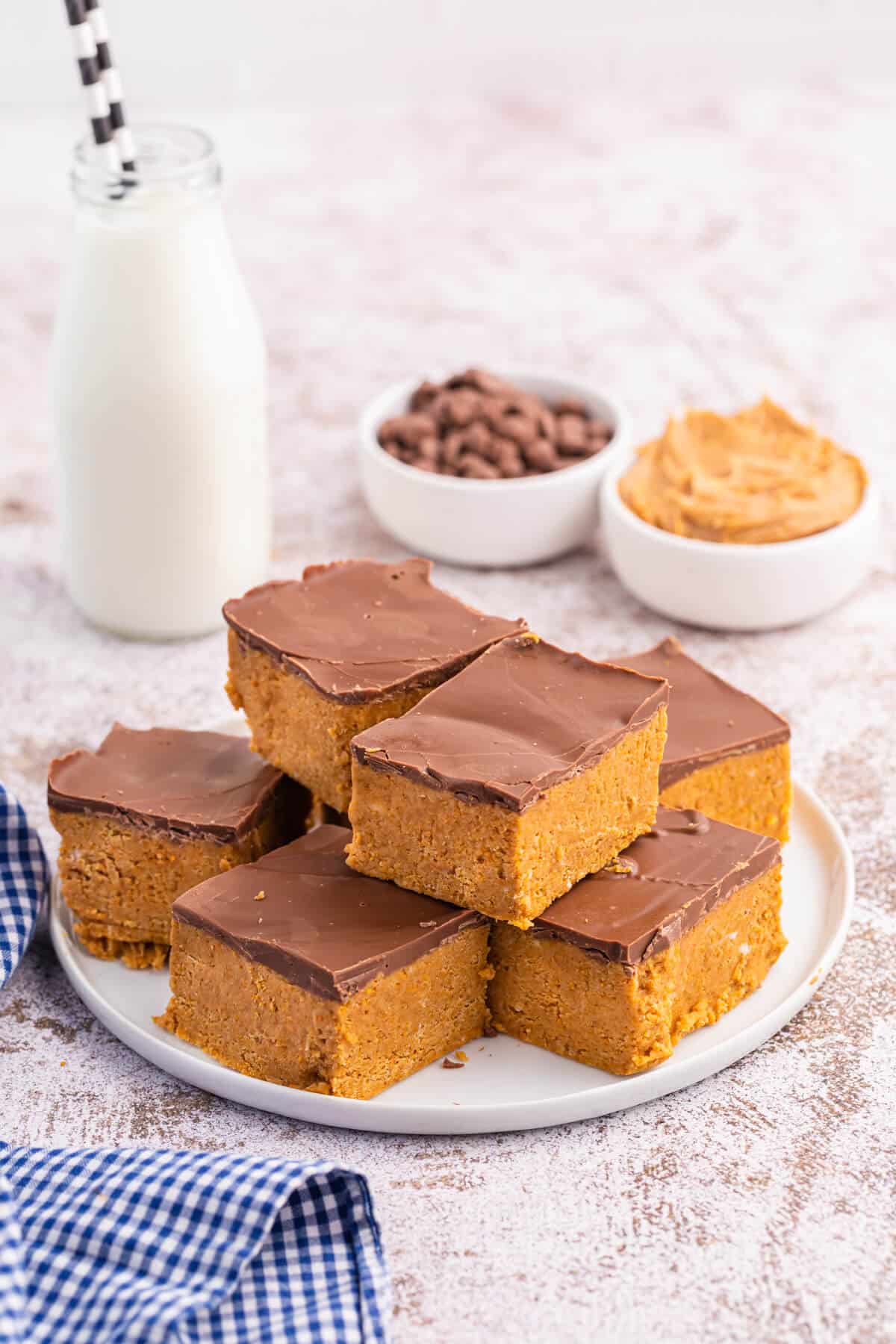A plate of peanut butter bars.