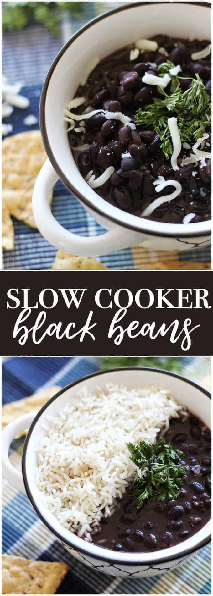 Slow Cooker Black Beans - Make the best dried black beans in the Crockpot! This bean recipe requires no soaking and simmers all day while you're at work for the easiest Taco Tuesday side dish.