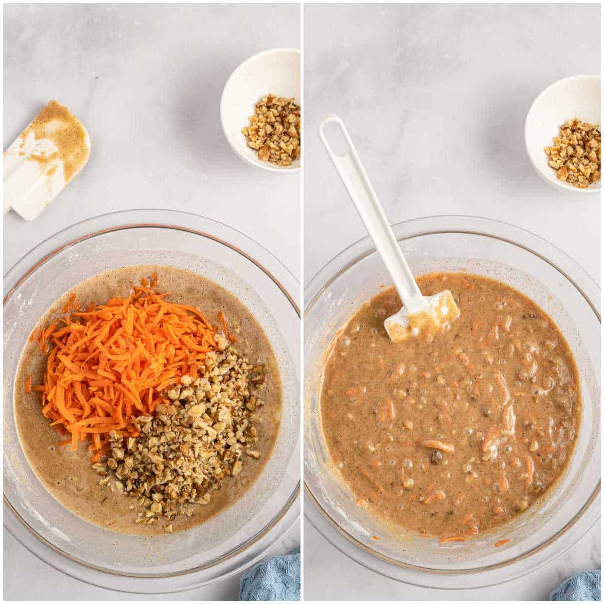 Steps to make carrot cake loaf.