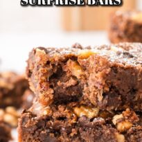 Chocolate surprise bars pin image.