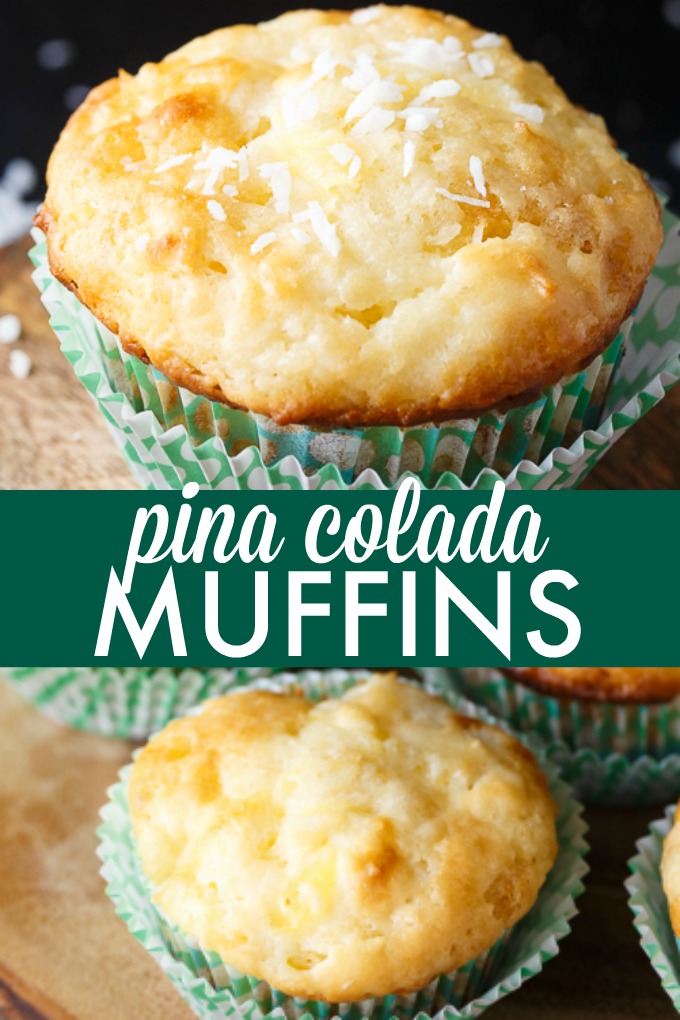 Pina Colada Muffins - Simple muffins with mouthwatering tropical flavors! Great breakfast on-the-go or tasty afternoon snack.