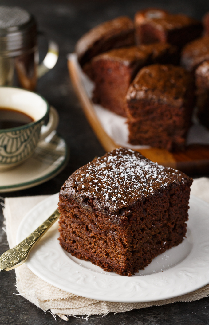 Wacky Cake - Moist, chocolatey and easy to make! This vintage cake was popular in the Depression era and contains no butter, milk or eggs.