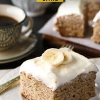 Banana Cake - Sweet, dense and packed full of flavour. The cream cheese icing is the perfect complement. 