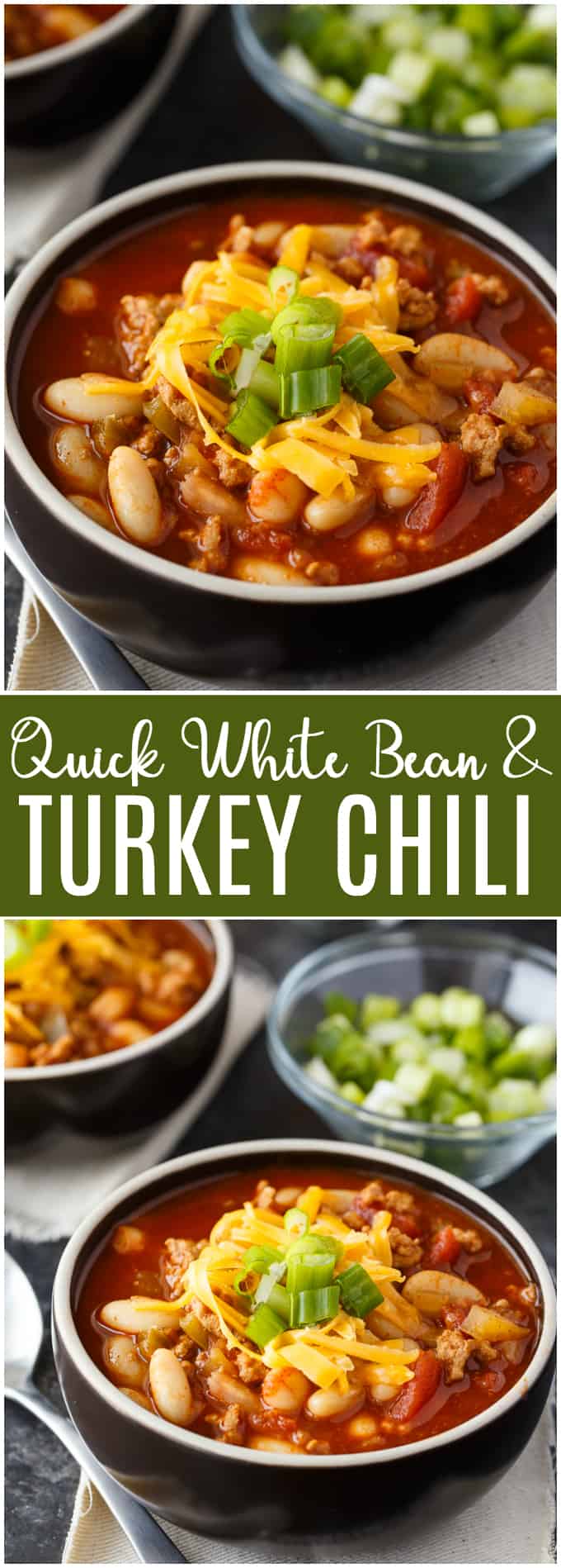 Quick White Bean & Turkey Chili - The fastest chili recipe! Make this simple chili in the Instant Pot with a homemade spice blend and lean turkey for a healthy meal in a flash.