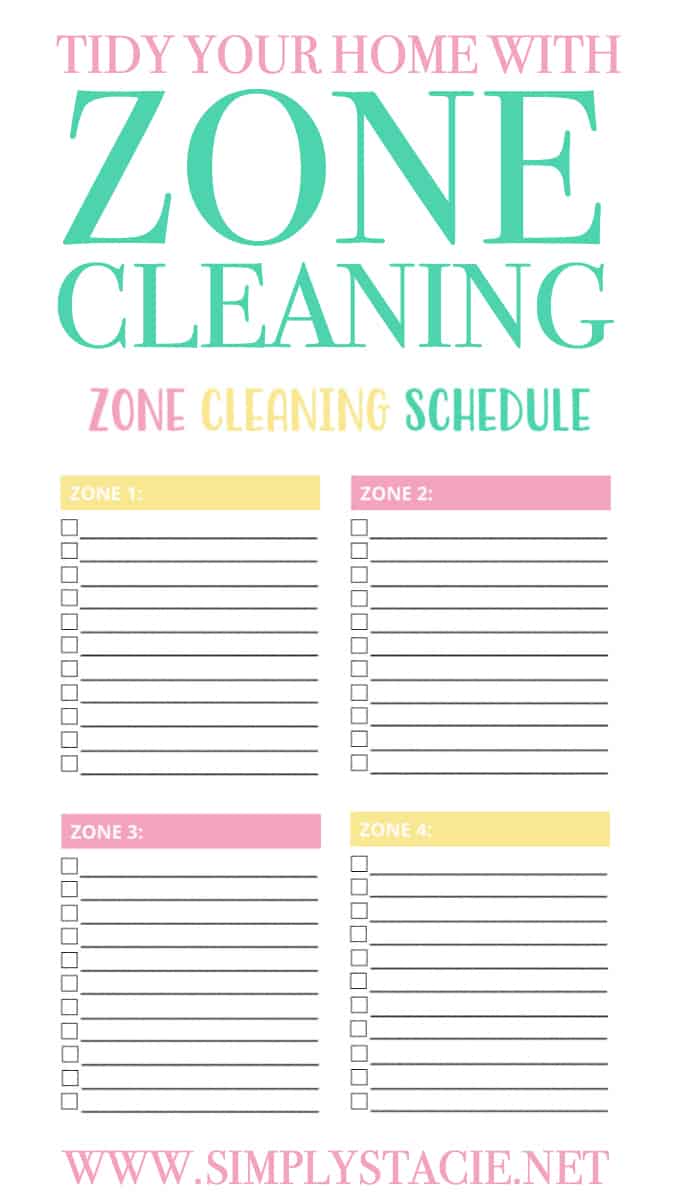 Zone Cleaning Chart For Kids