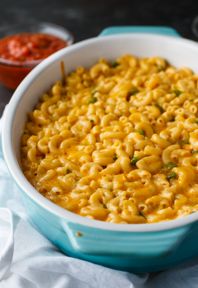 Salsa Macaroni & Cheese - Classic mac and cheese with a Tex Mex twist! Spice levels can be controlled by using medium or hot salsa, which is a great compliment to the cheesy, creamy sauce. 