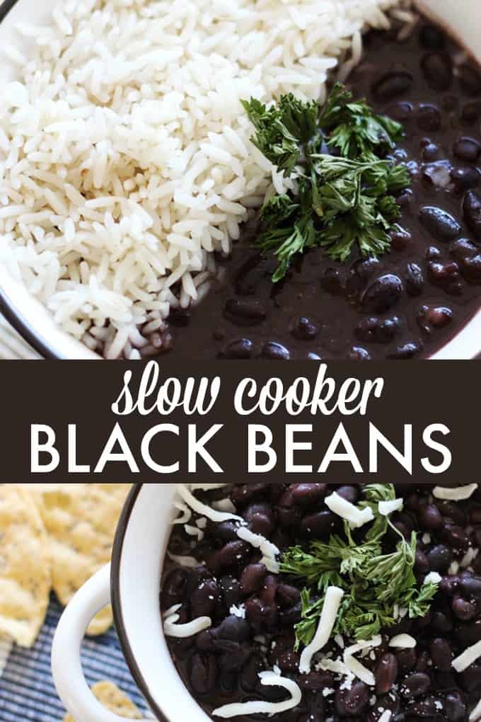 Slow Cooker Black Beans - Make the best dried black beans in the Crockpot! This bean recipe requires no soaking and simmers all day while you're at work for the easiest Taco Tuesday side dish.