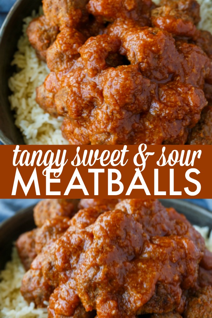Tangy Sweet and Sour Meatballs - These delicious and freezer-friendly meatballs are simmered in a mouthwatering sauce for the easiest recipe ever! Serve over rice or on toothpicks for a tantalizing appetizer.