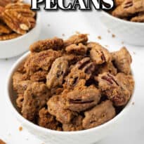 Sweet spiced pecans pin image.