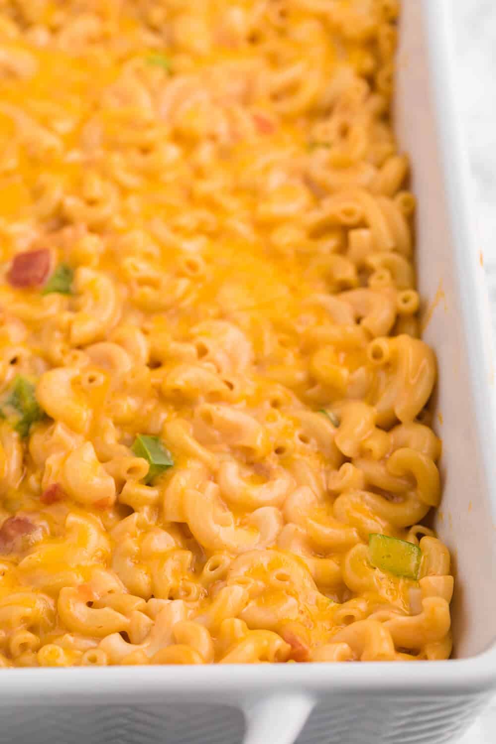 Salsa Macaroni & Cheese - Classic mac and cheese with a Tex Mex twist! Spice levels can be controlled by using medium or hot salsa, which is a great compliment to the cheesy, creamy sauce.