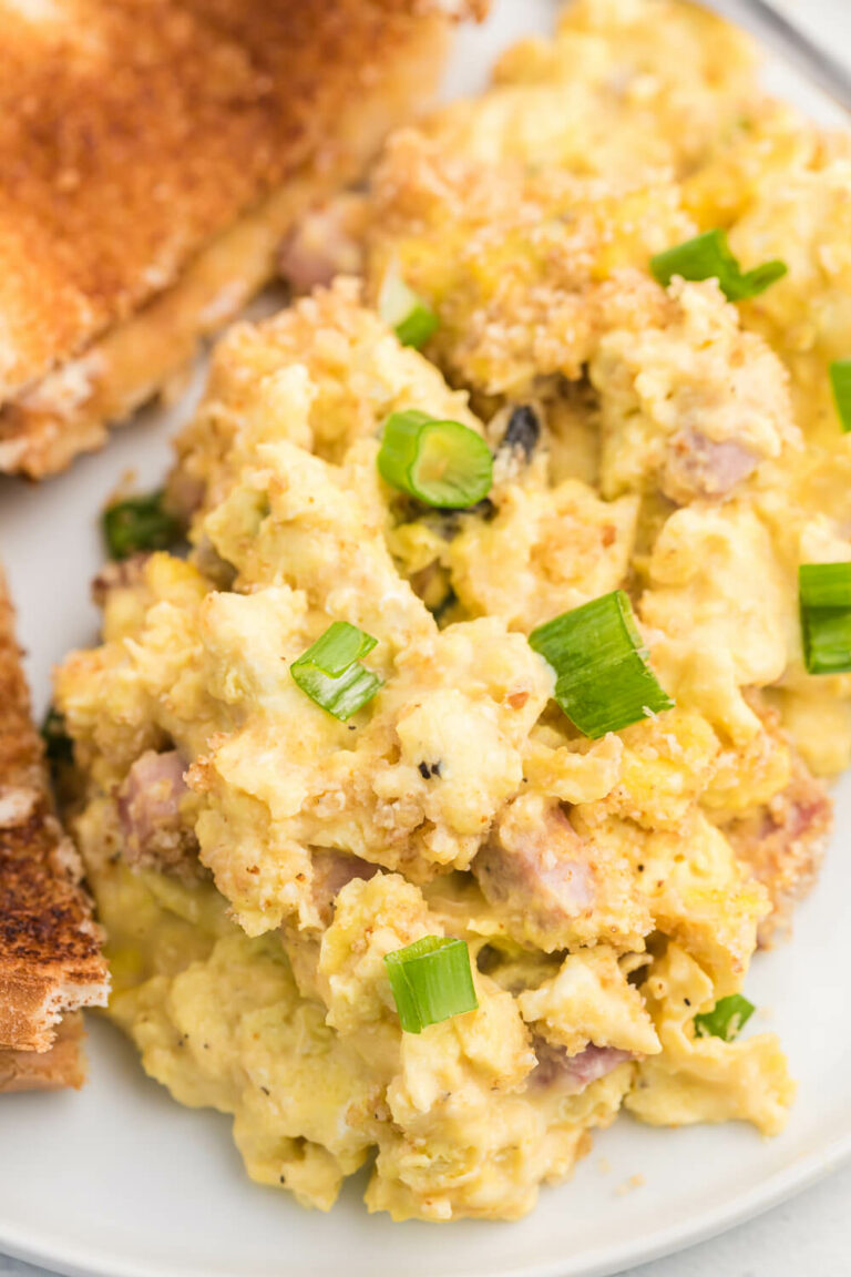 The recipe on a plate with toast.
