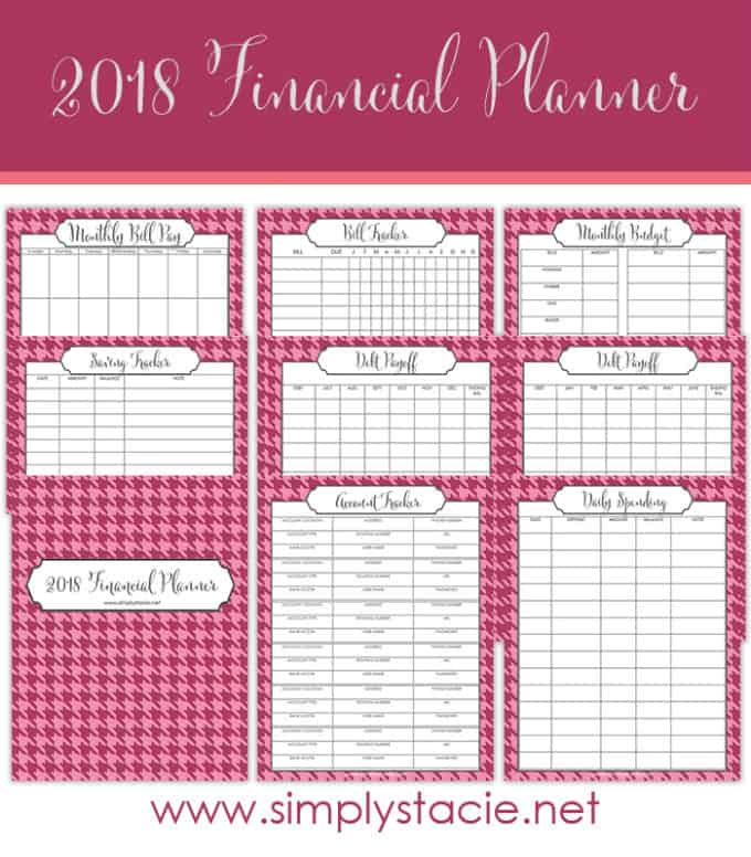 2018 Financial Planner Free Printable - Simply Stacie