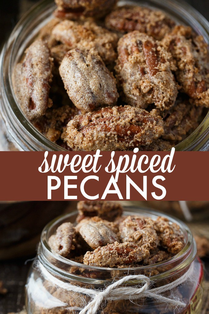 Sweet Spiced Pecans - A great DIY holiday gift! Roasted and candied pecans with a touch of cinnamon, clove, ginger, and nutmeg.
