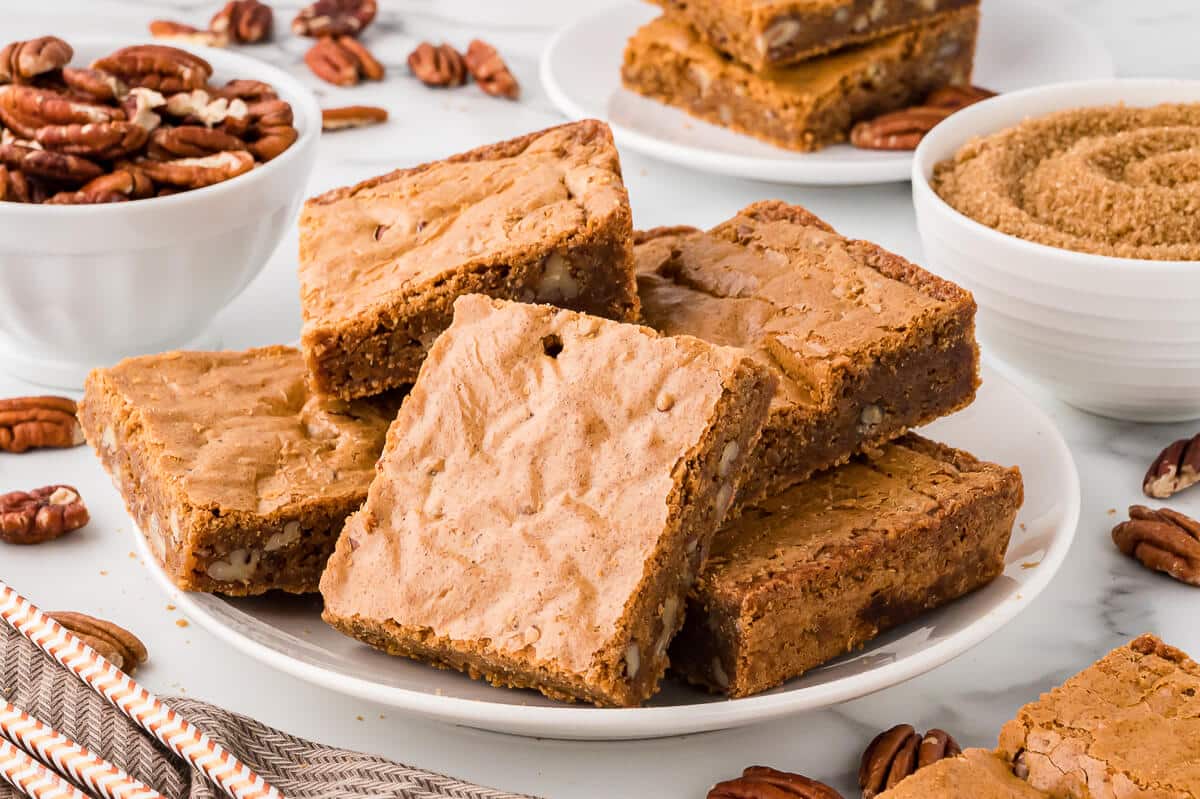 A plate of penuche squares.